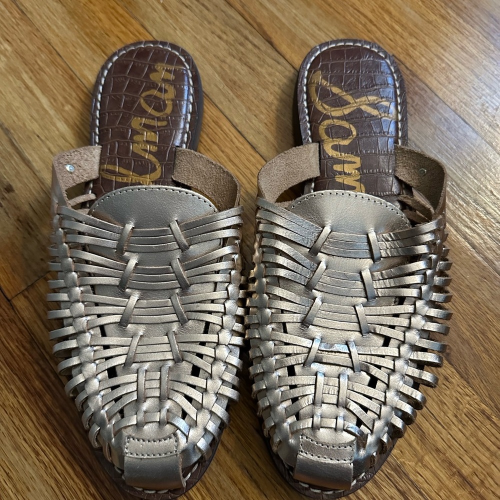 Sam Edelman Gold Woven Mules | women’s 8.5